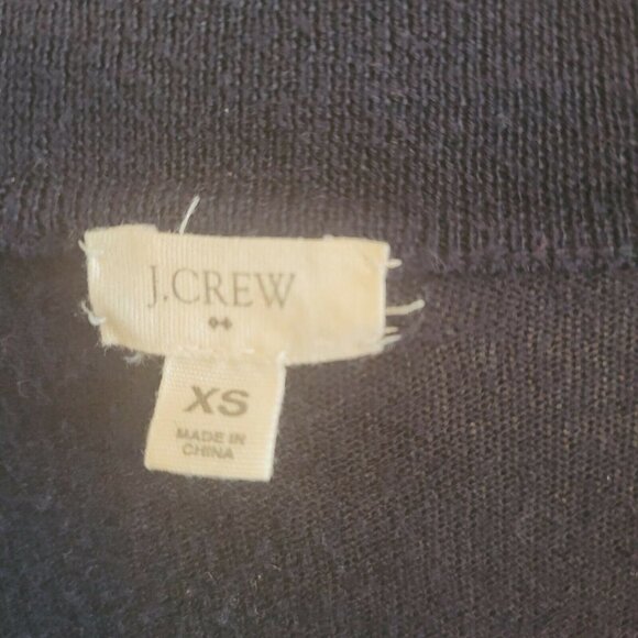 J. Crew Dark Navy Pima Cotton & Wool Open Front Cardigan Sweater Size X-Small - Picture 7 of 9